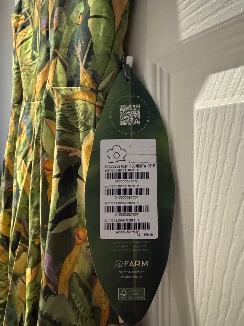 FARM Rio: Tropical Leaf Strapless Maxi Dress in Green and Yellow - Picture 7 of 7